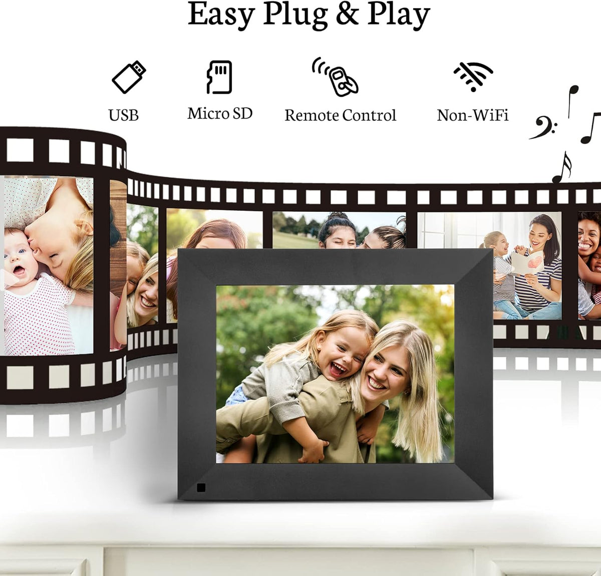 Digital Picture Frame IPS Display Wall-Mountable with Remote Control P85534