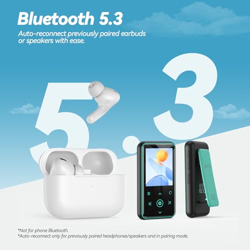 64GB Bluetooth 5.3 MP3 Player with FM Radio, Voice Recorder, White J9027
