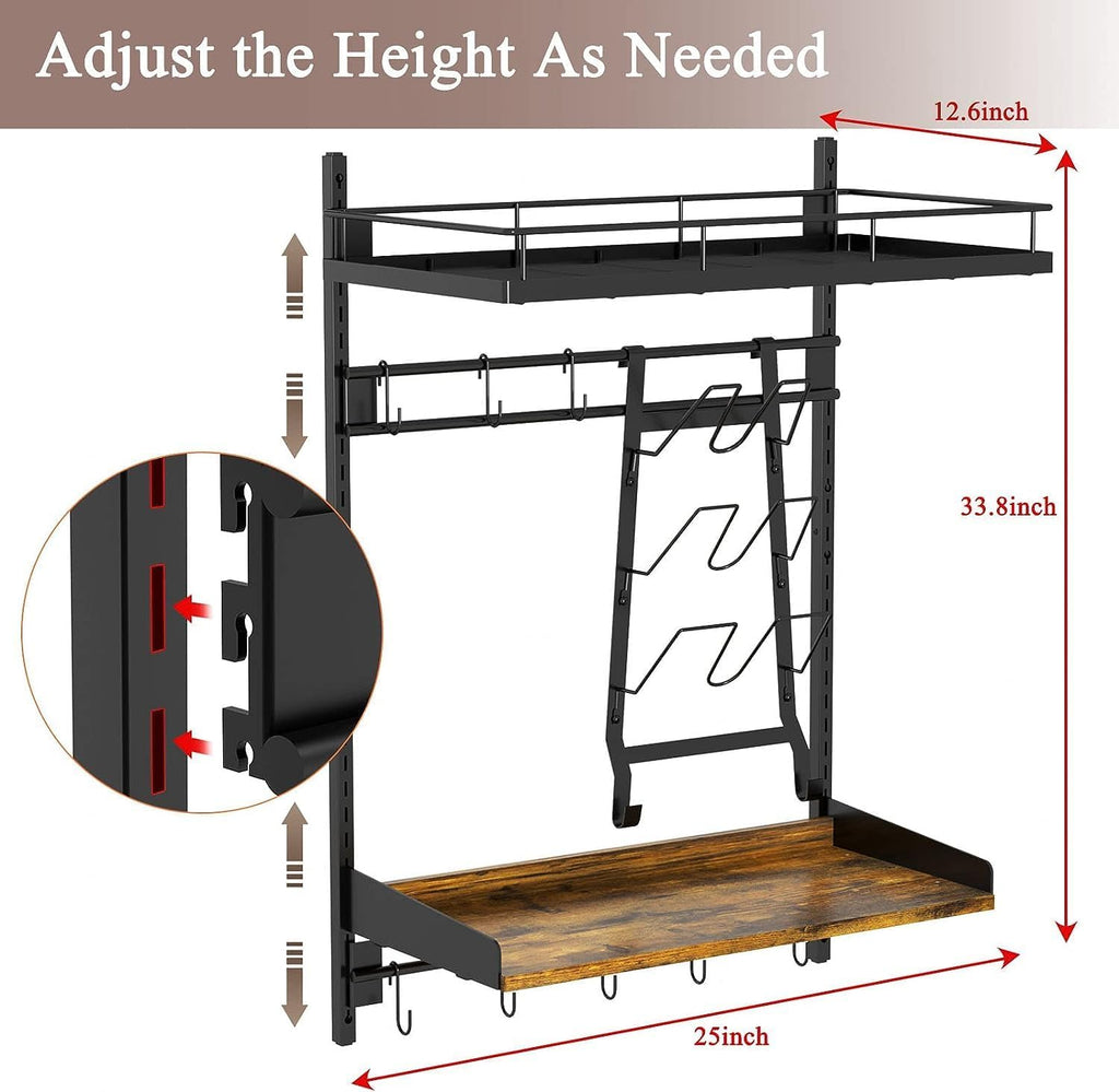 2 Pack Wall Mounted 2 Tier Pot Rack with 8 Hooks K863