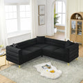 Black L-Shape Sectional Sofa 5-Seater Corner with Pillows J954