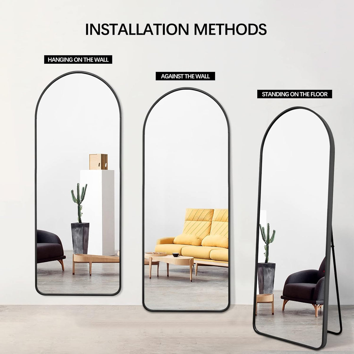 Black Arched Full Length Floor Mirror X415