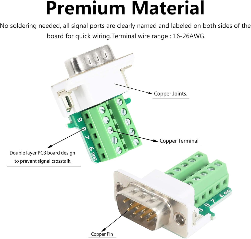 DB9 Breakout Connector 5 Male+5 Female 9 Pin H602511