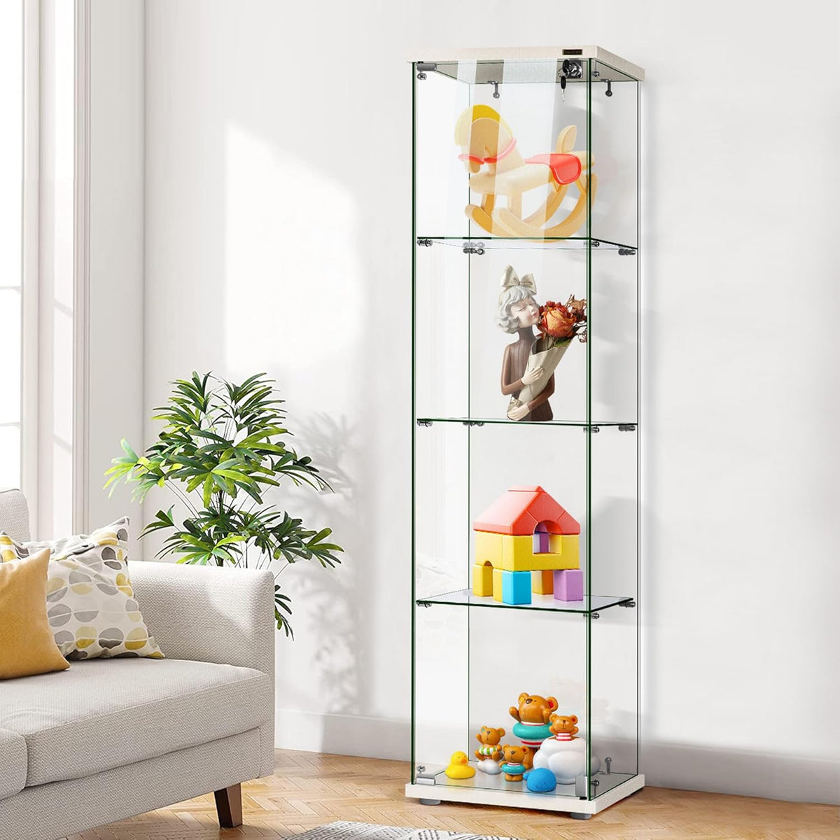 4 Layers Glass Display Cabinet with Lock Y33459