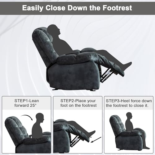 Soft Fabric Reclining Chair with Padded Backrest and Armrests H82201