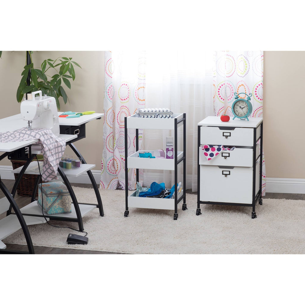 White 3 Bin Rolling Storage Cart I342583