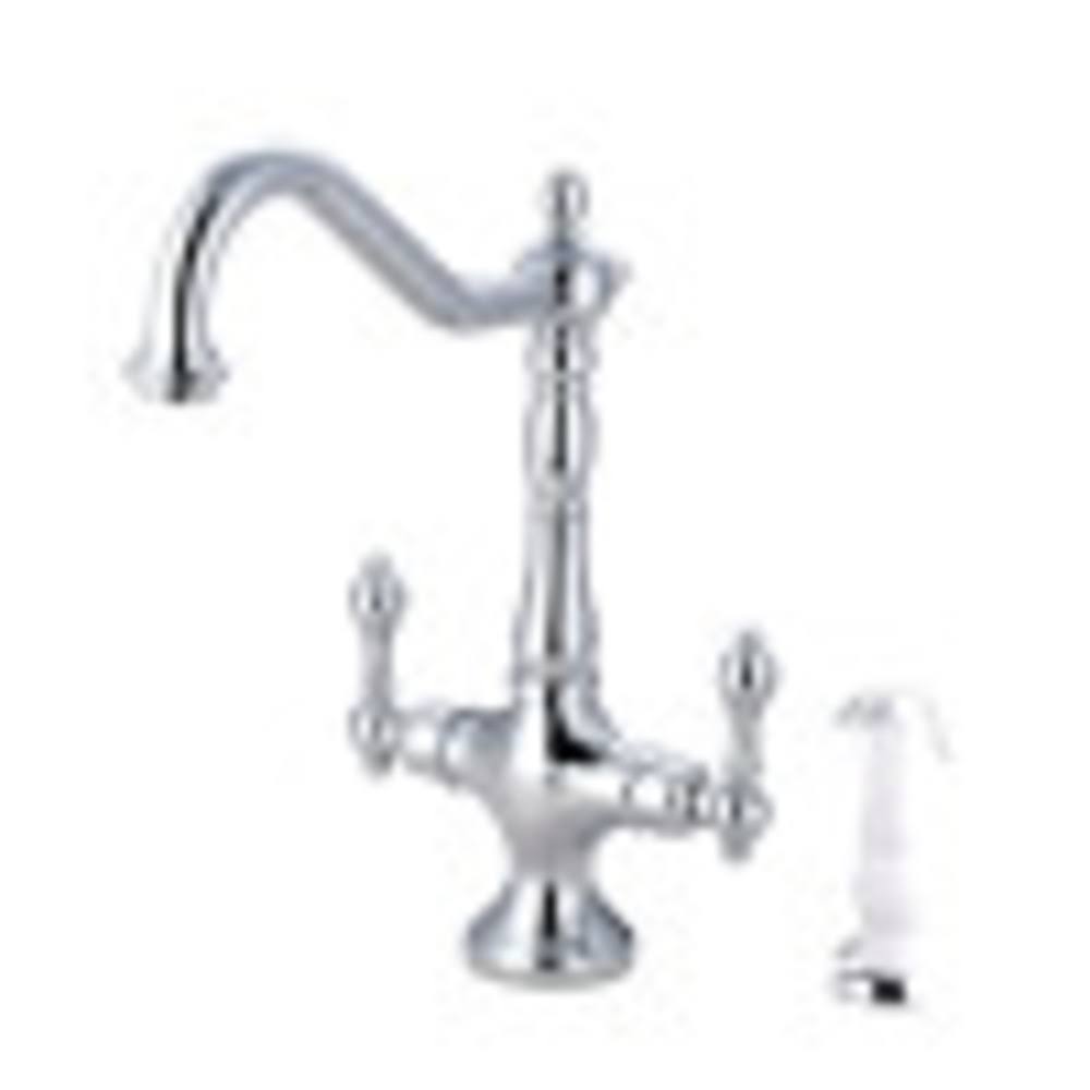 Polished Chrome Kitchen Faucet with White Sprayer R9686