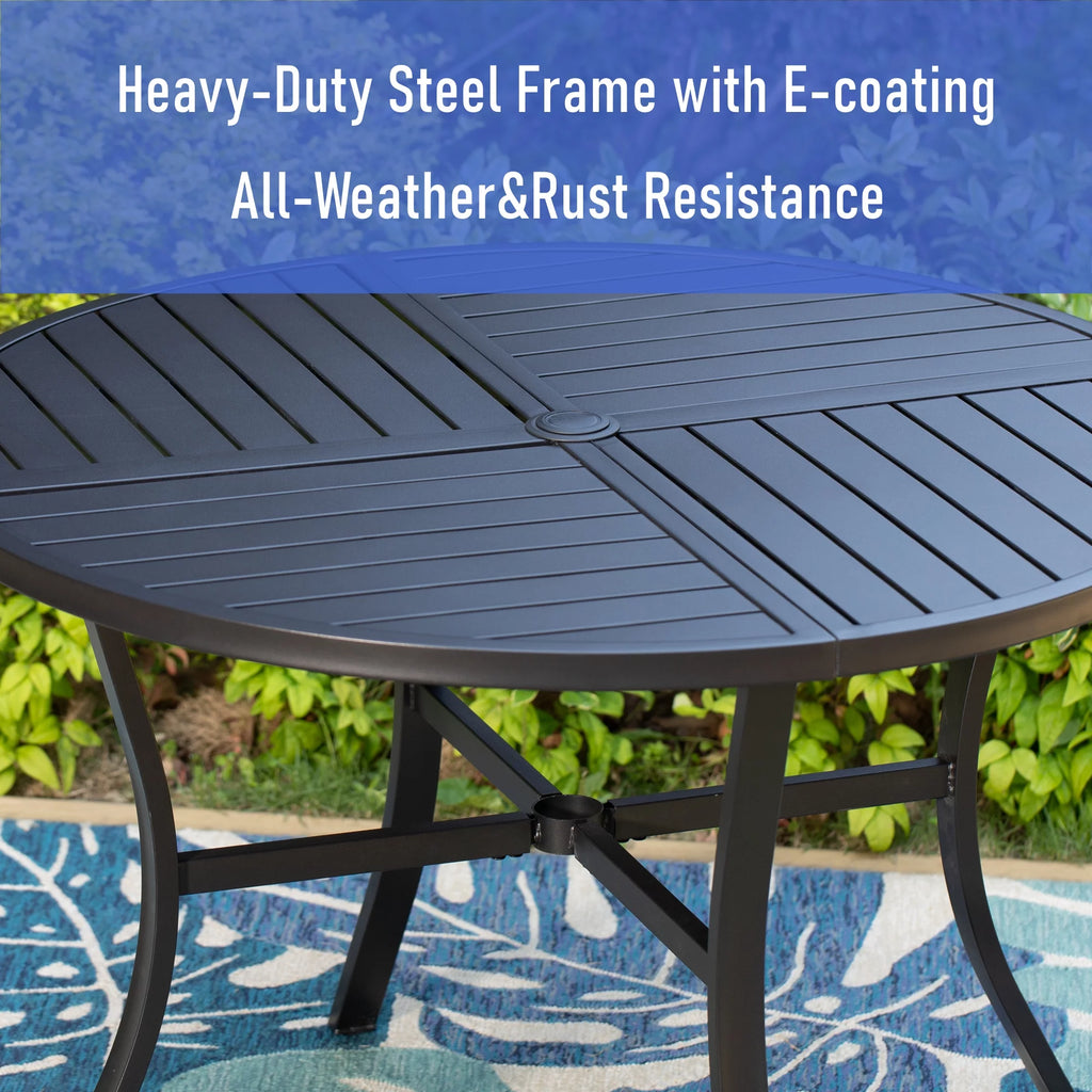 5-Piece Outdoor Patio Dining Set with Swivel Chairs & Round Table W331185