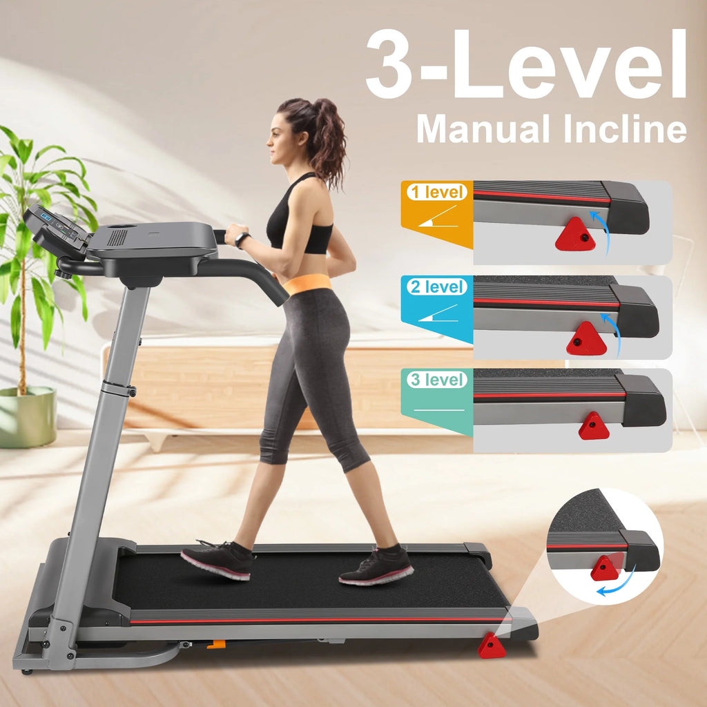 Folding Treadmill with Removable Tabletop and Incline, 2.5 HP, Black P256