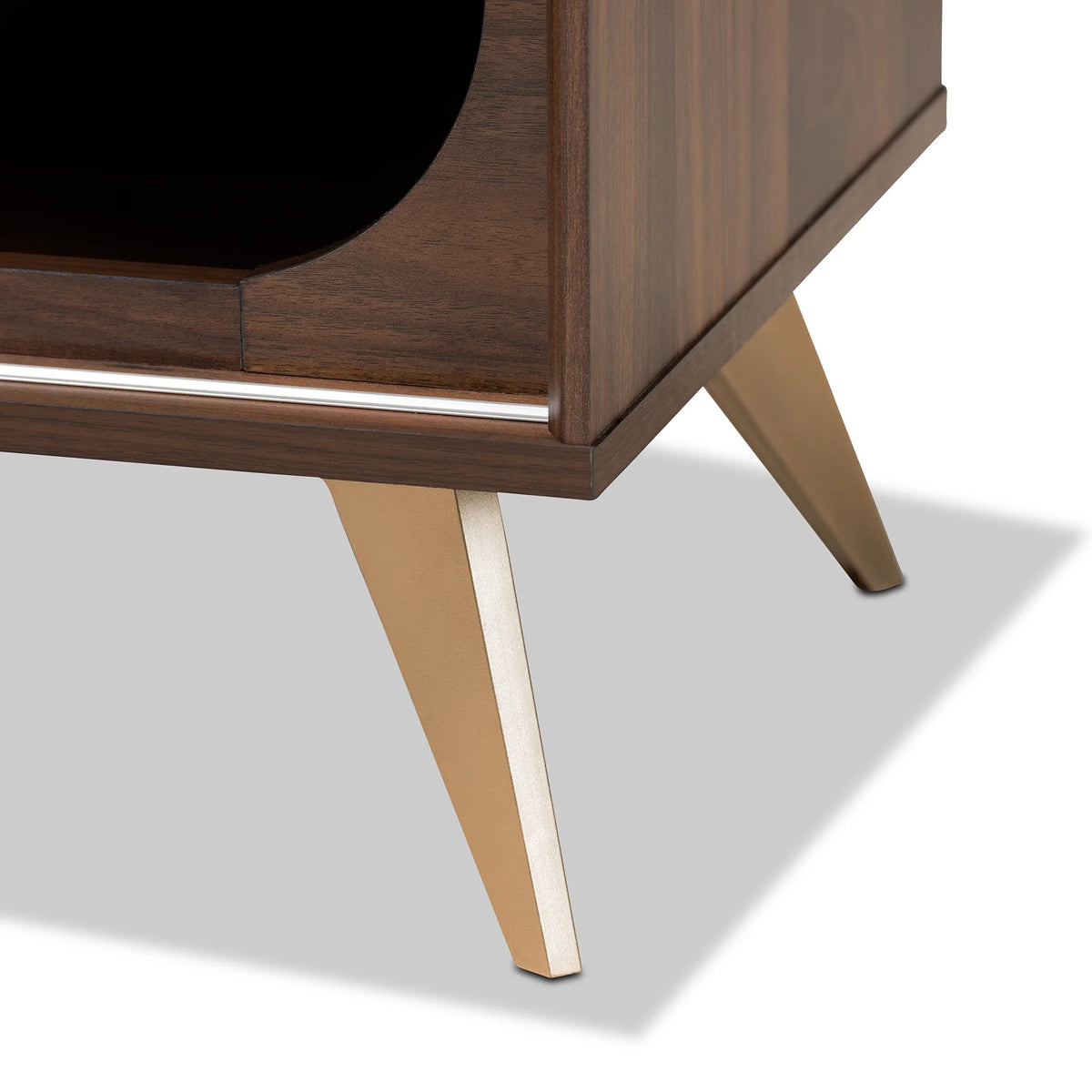 Walnut Brown Wood and Gold Finished TV Stand Z913314