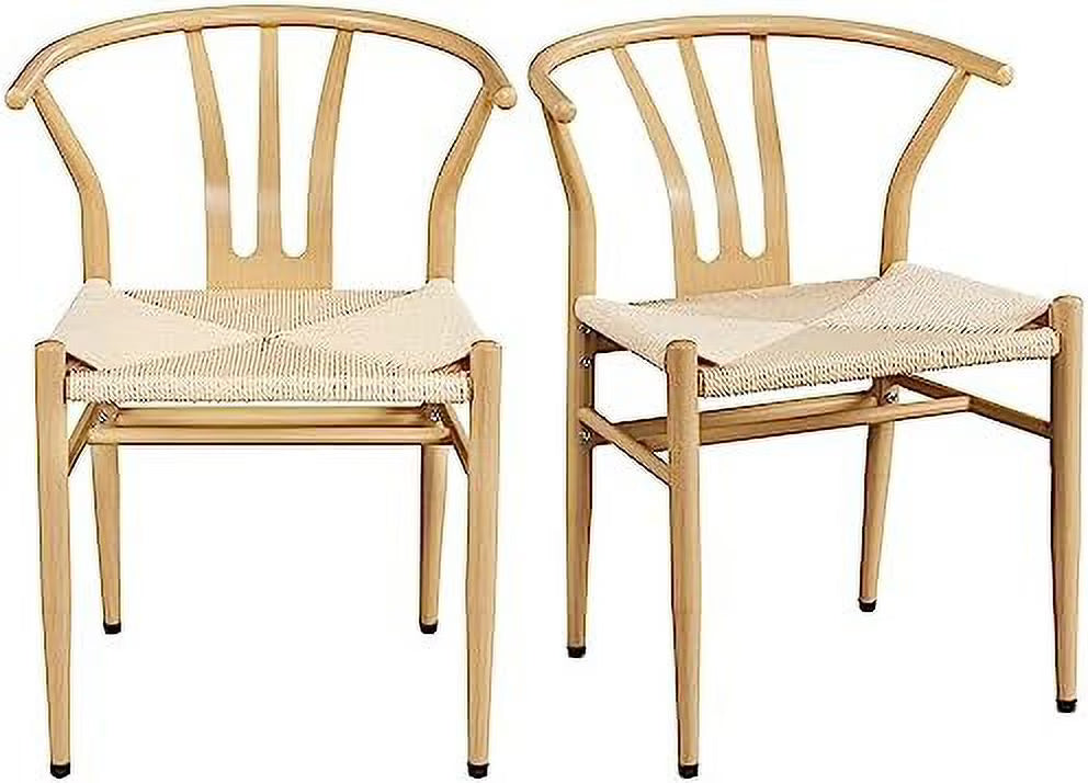 Black Rattan Metal Dining Chair with Hemp Seat I32836