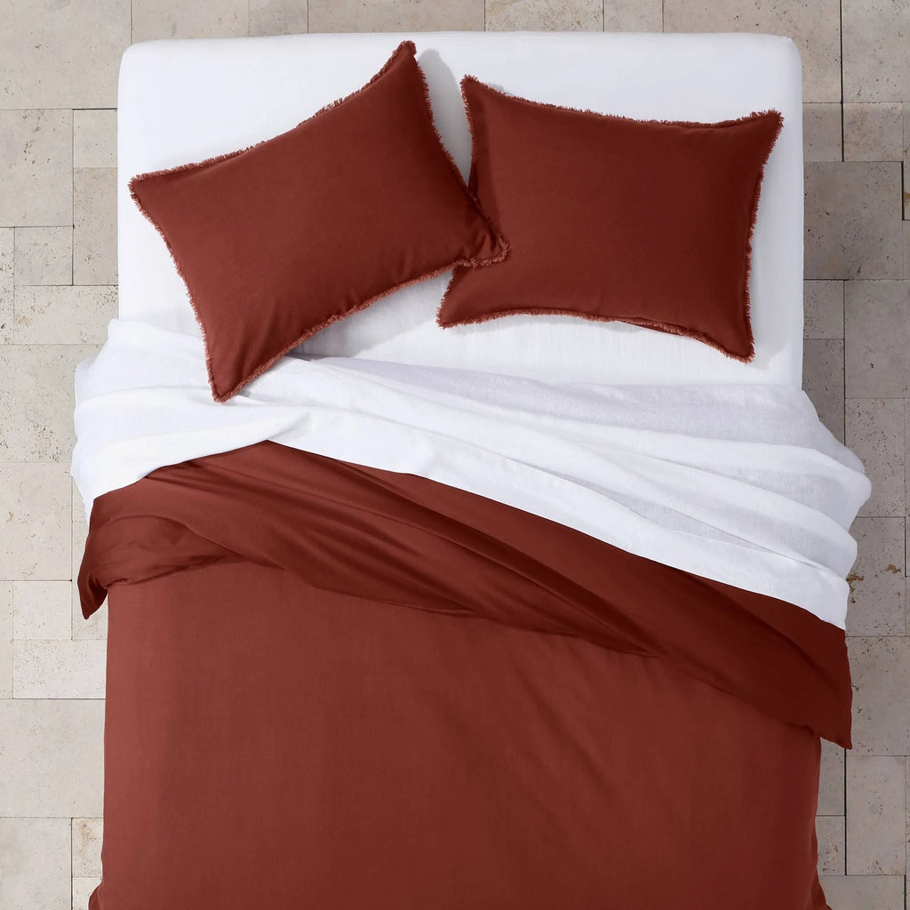 Dark Clay Heavyweight Linen Blend Duvet Cover & Sham Set G68604