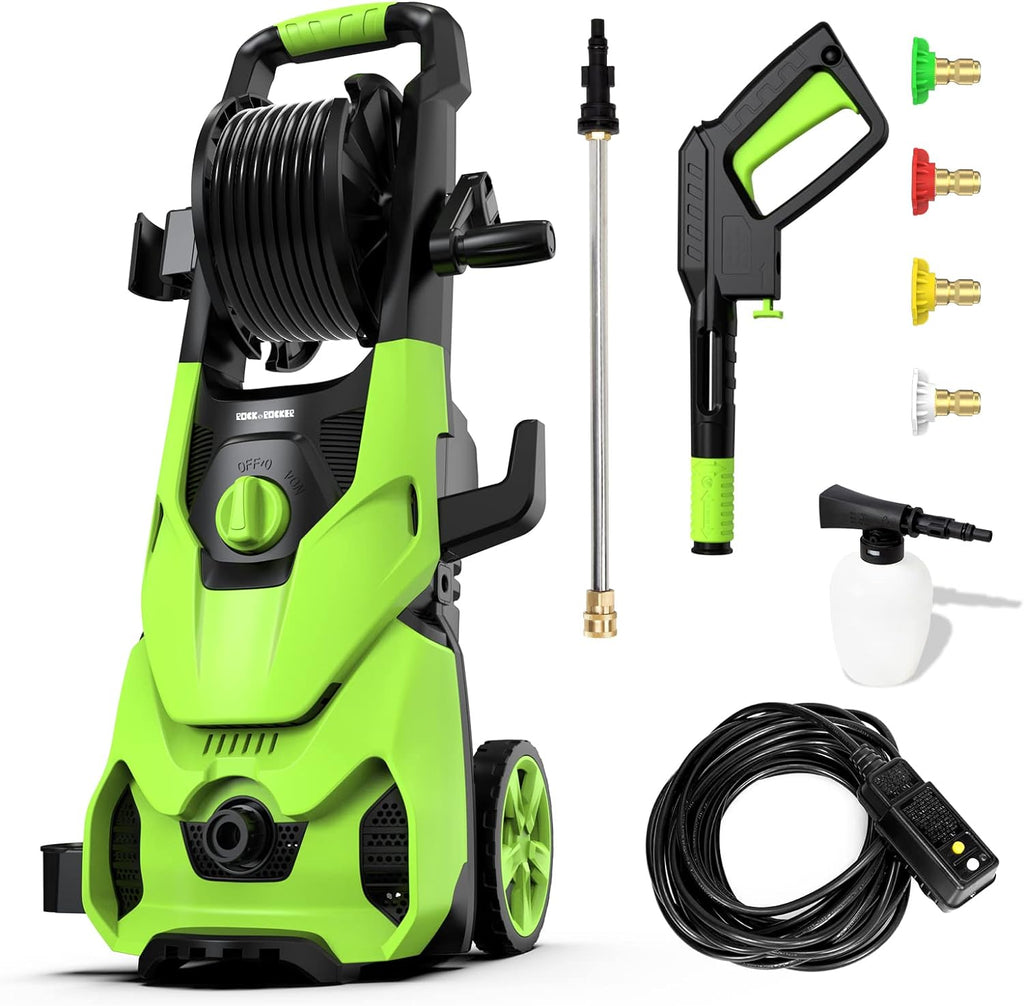 Green Electric Pressure Washer 3500PSI 1.85 GPM with Hose Reel K649