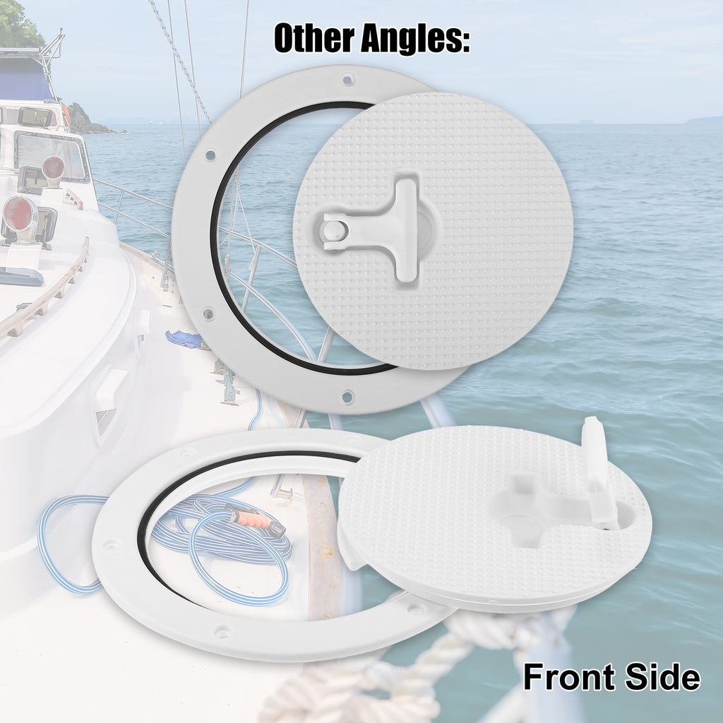 6" Boat Inspection Deck Plate Hatch White Nylon with T-handle Pre-drilled Holes F894
