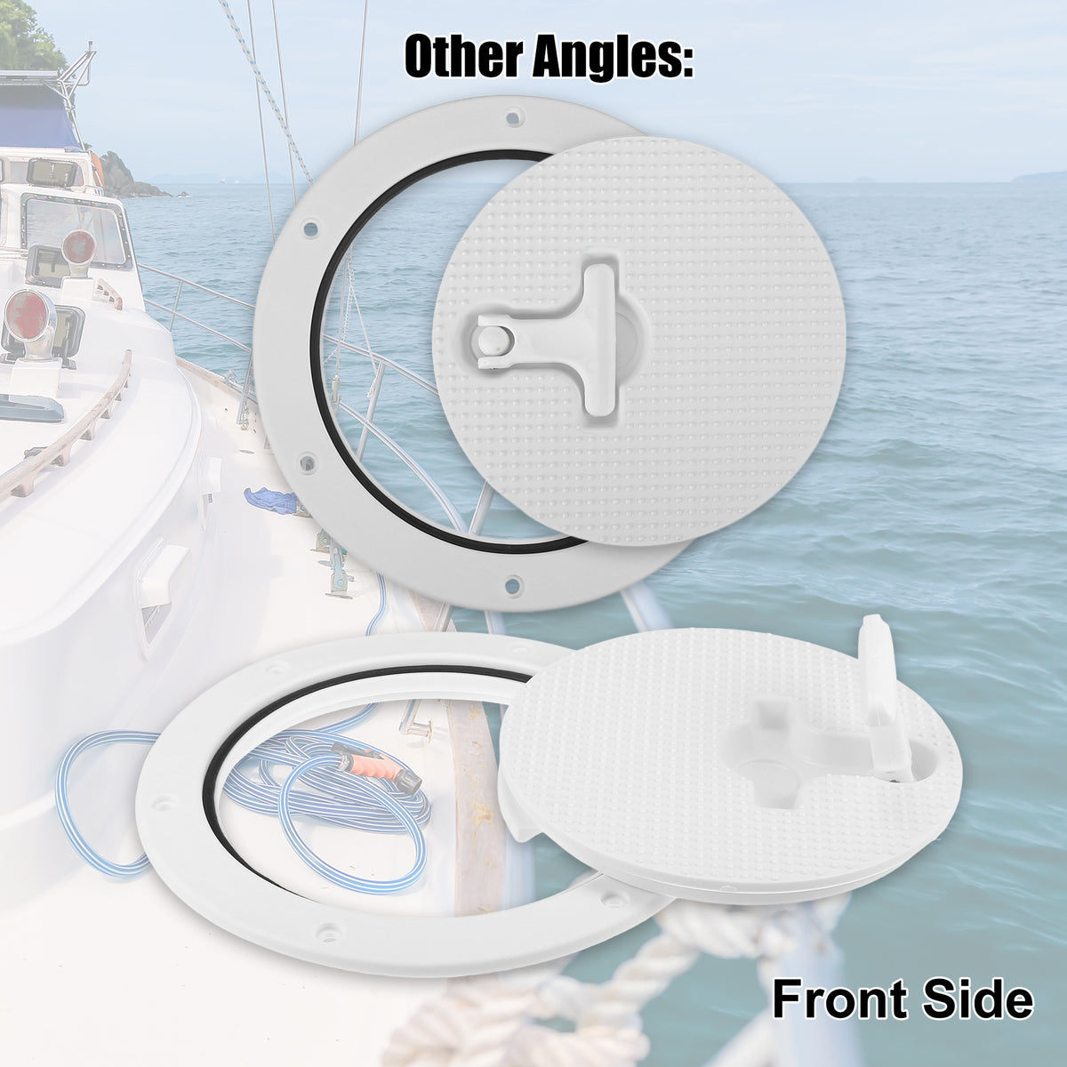 6" Boat Inspection Deck Plate Hatch White Nylon with T-handle Pre-drilled Holes F894