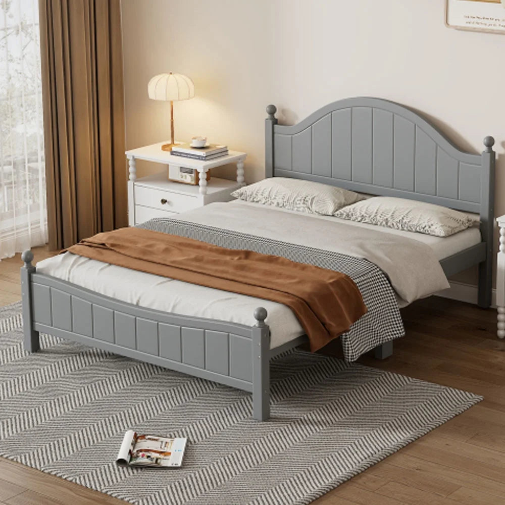Gray Solid Wood Platform Bed Queen N176