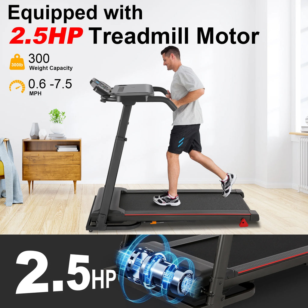 Folding Treadmill with Removable Tabletop and Incline, 2.5 HP, Black P256