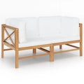 2-Seater Teak Wood Patio Bench with Cream Cushion V24383