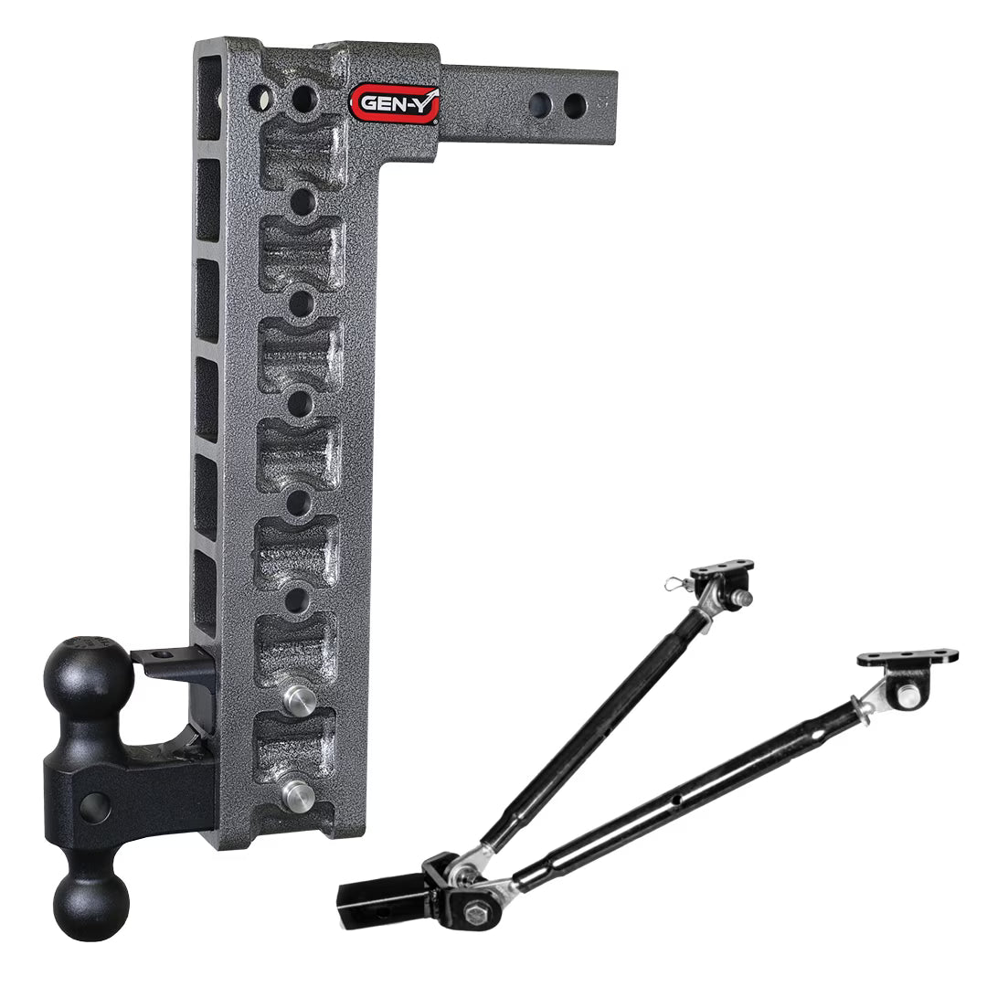 Adjustable 17.5" Drop Hitch with Dual-Ball, Pintle Lock, Stabilizer Kit for 2" Receiver L8975