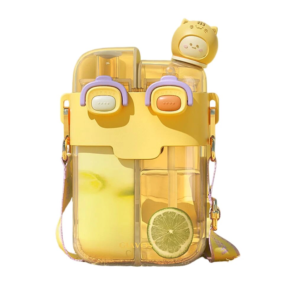 780ML Yellow Cartoon Kids Water Bottle with Straw I951774