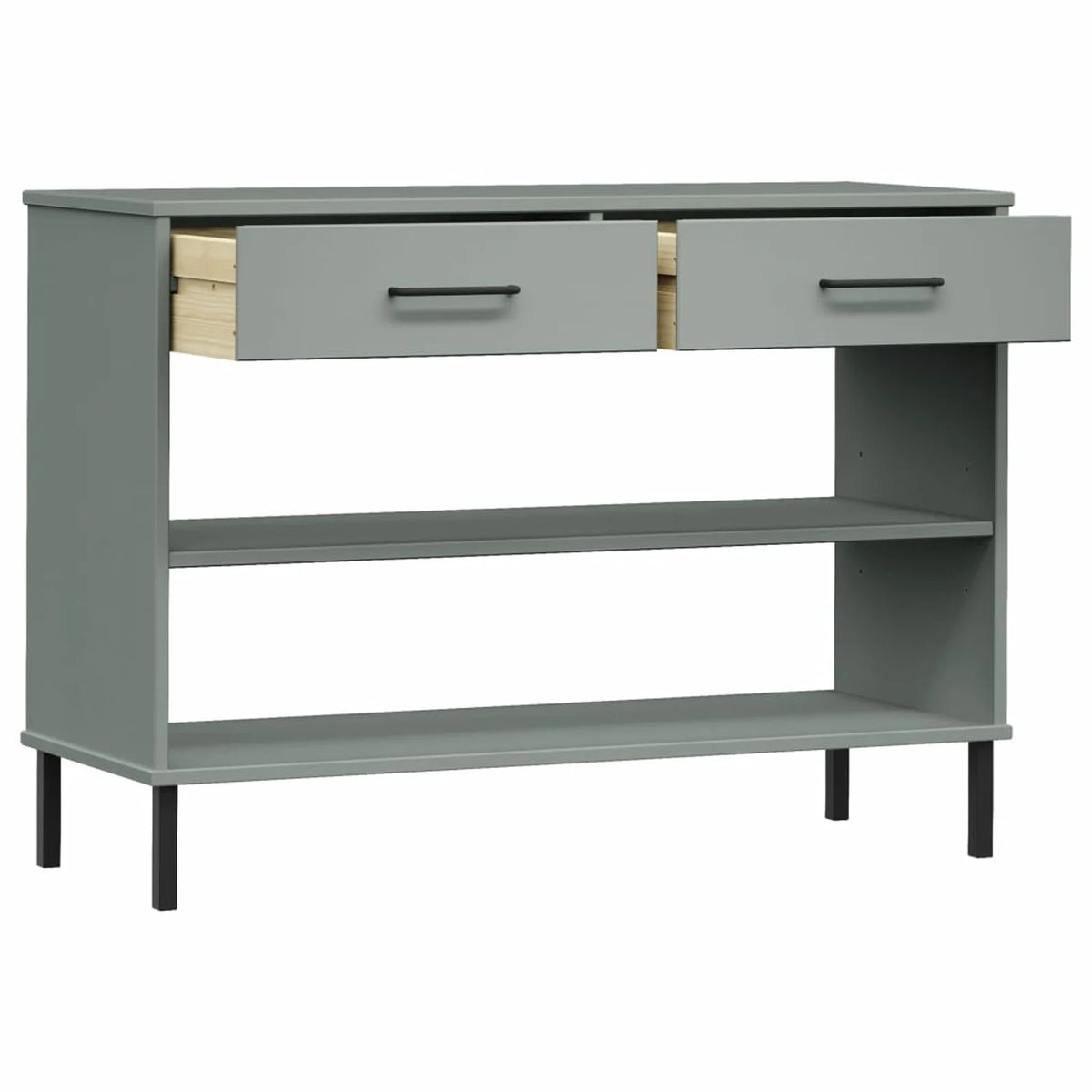 Gray Solid Wood Pine Console Cabinet with Metal Legs H7852