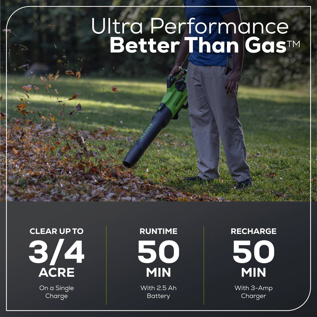 60V 630 CFM 170 MPH Leaf Blower with 2.5 Ah Battery & 3 Amp Charger Q1795