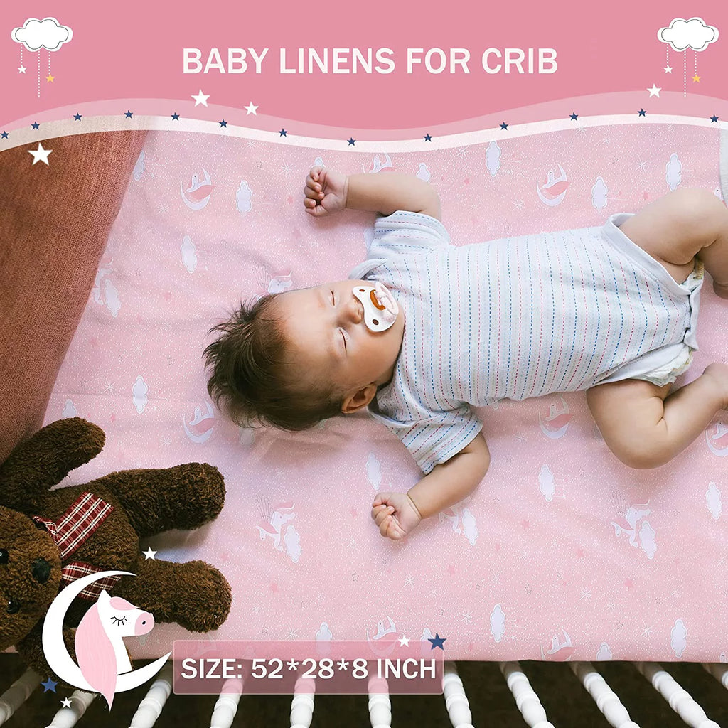3-Piece Pink Unicorn Crib Bedding Set N512