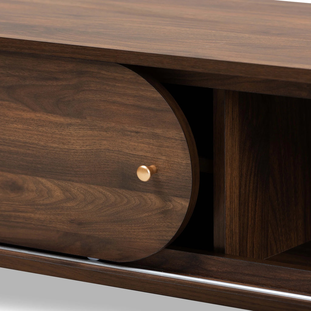 Walnut Brown Wood and Gold Finished TV Stand Z913314