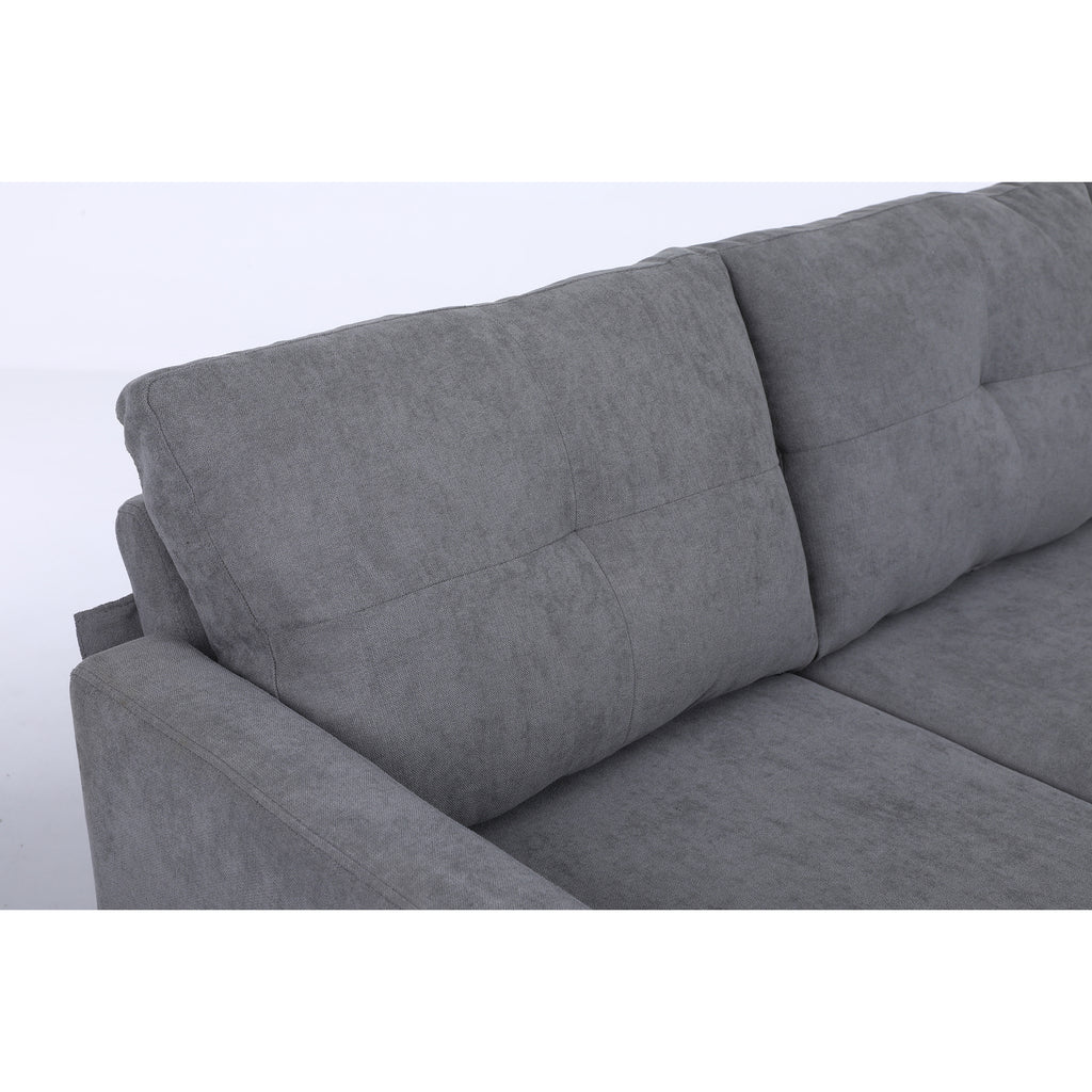 75" Gray Fabric Sofa and Chaise Convertible to Ottoman G1702