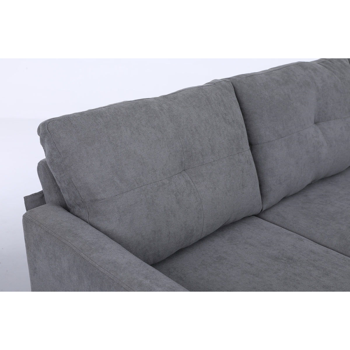 75" Gray Fabric Sofa and Chaise Convertible to Ottoman G1702