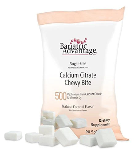 Sugar Free Coconut Flavor 500mg Calcium Citrate Chewy Bites with Vitamin D3 90 Count T4887