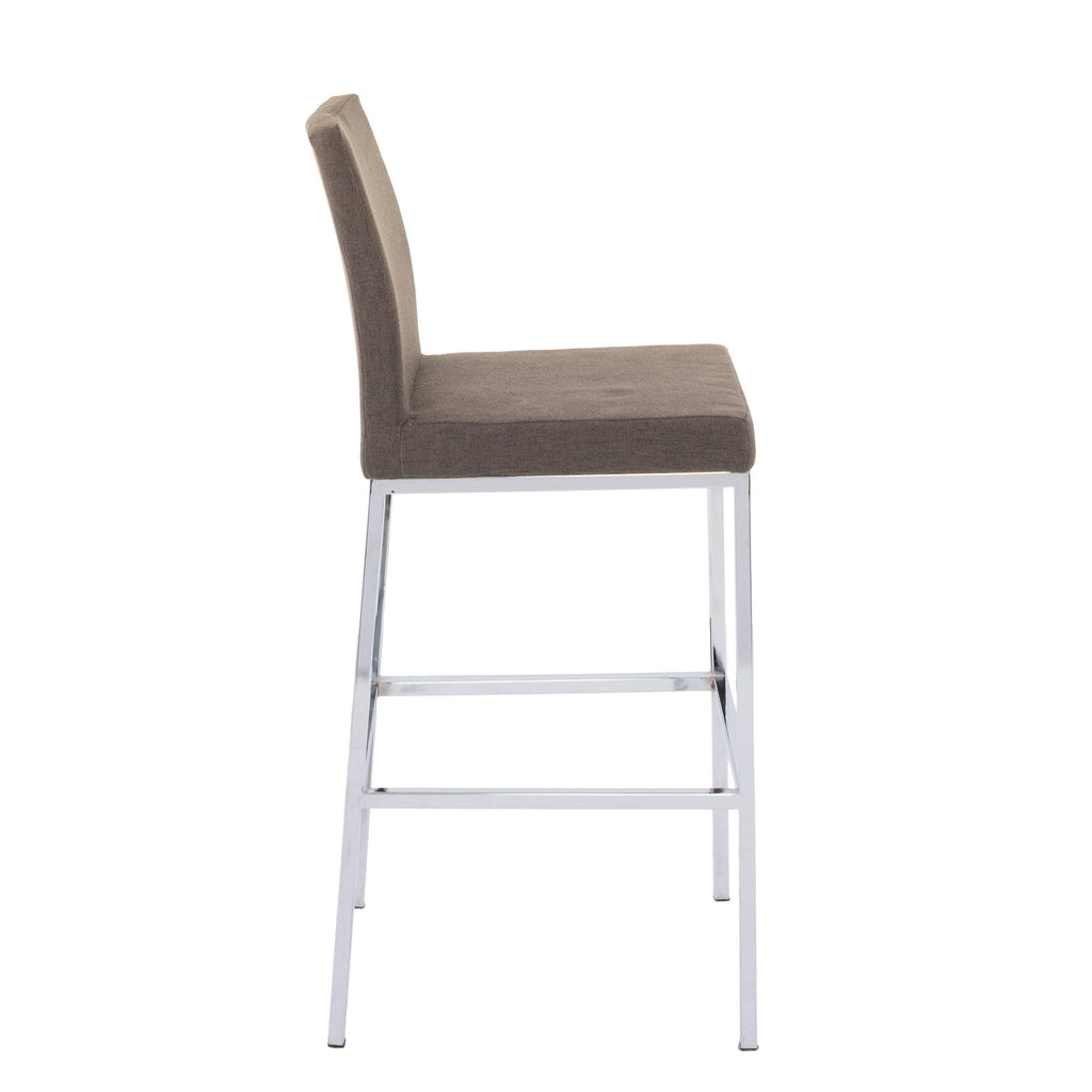 Beige Fabric Barstools with Chrome Legs Set of 2 U13808