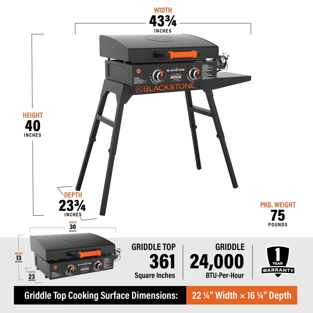 22 Propane Griddle with Stand and Adapter Hose Y54681