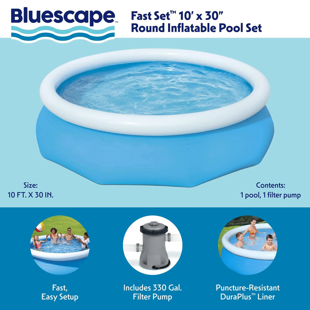 10' x 30" Round Inflatable Above Ground Pool Set R7363