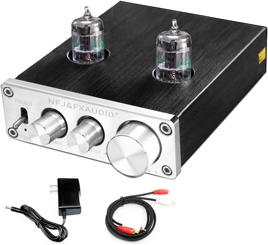 Tube Preamp with Bass & Treble Control Stereo Audio Preamplifier Silver Pack of 2 O606