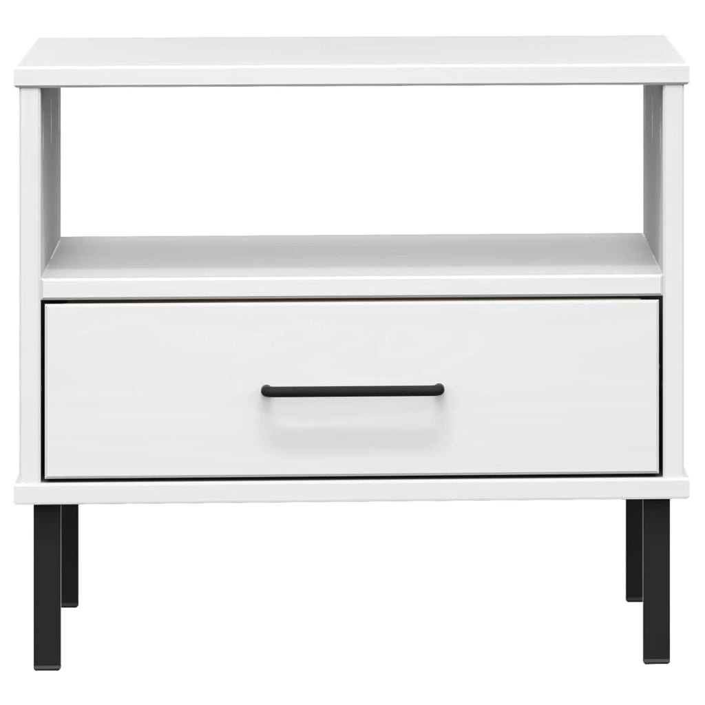 White Bedside Table with Metal Legs Z519