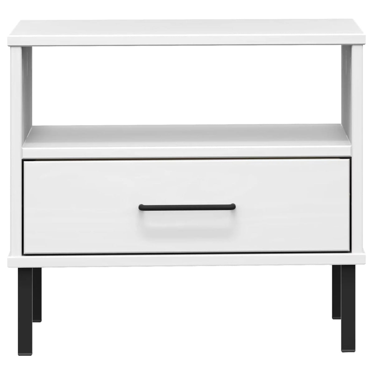 White Bedside Table with Metal Legs Z519
