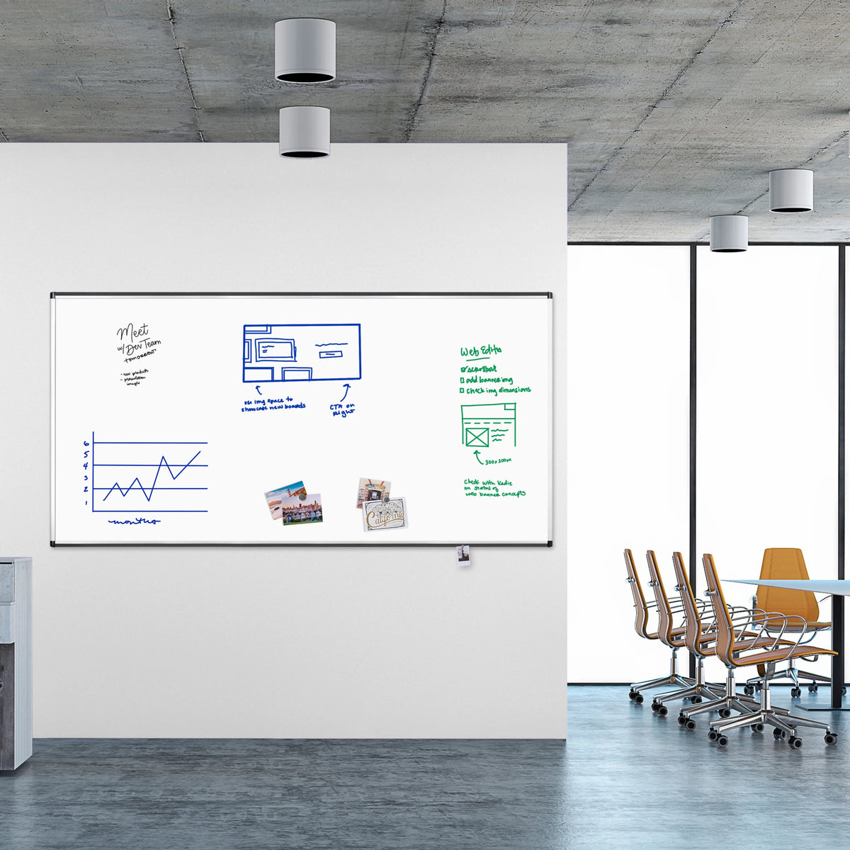 Magnetic Dry-Erase Board, 96 X 48 Inches, Silver Aluminum Frame I12692