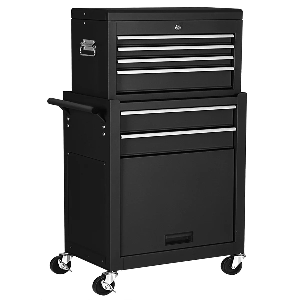 2 in 1 Rolling Storage Cabinet with 6 Drawers Black R8956
