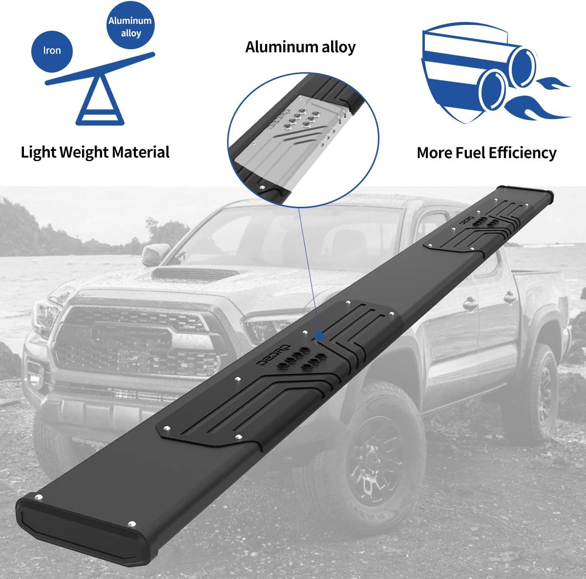 Black Textured Aluminum Running Boards W49541