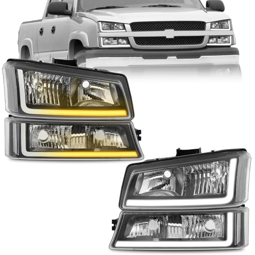 Headlight Assembly with LED DRL Sequential Turn Light Chrome Housing Clear Reflector X743