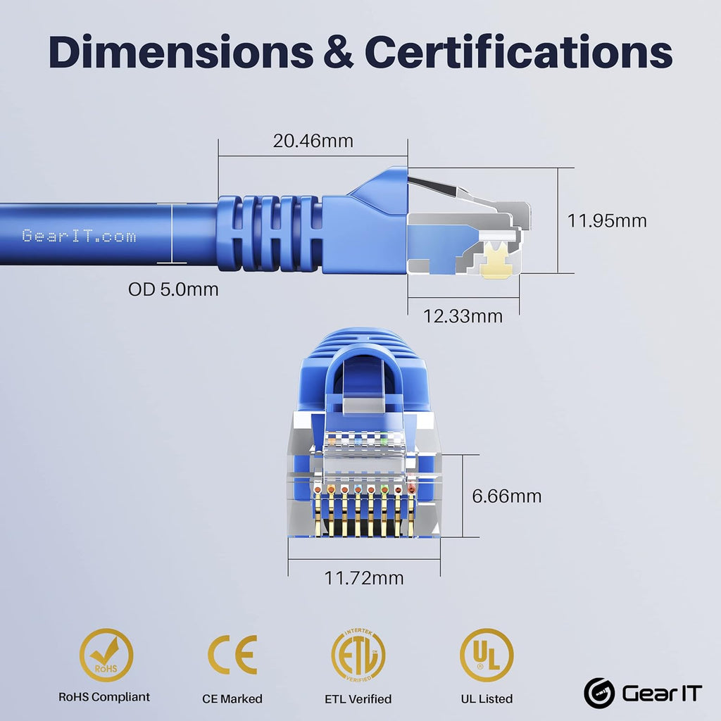 50-Pack Blue Cat5e Ethernet Patch Cable 1 Foot X9907