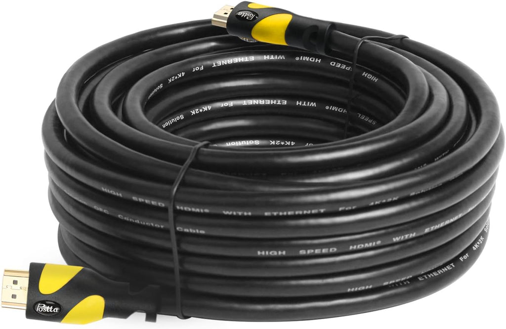HDMI Cable 100 Feet Yellow HDMI 2.0V with Built-in Signal Booster 1 Pack Y674754