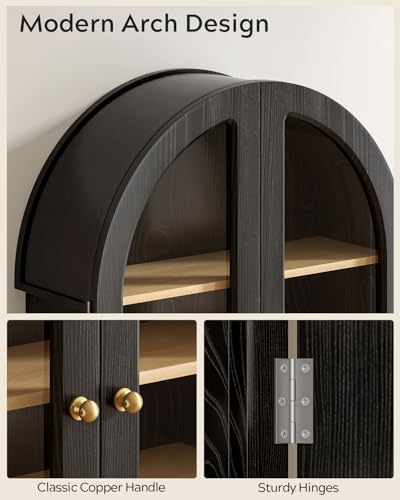 Large Arched Wall Mounted Cabinet with Acrylic Door Adjustable Shelf Natural Oak E8261