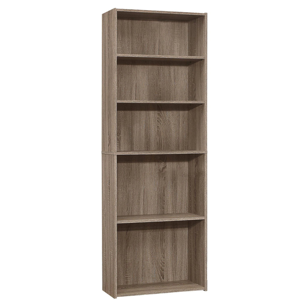 Taupe Brown 5 Shelves Rectangular Bookcase N948493