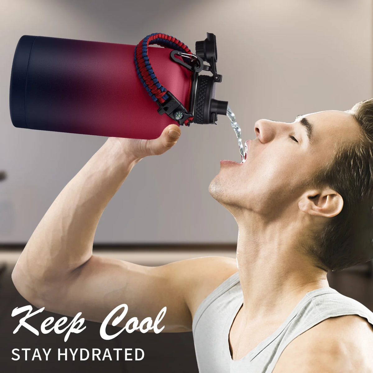 64OZ Insulated Water Bottle with Straw & Spout Lid I118