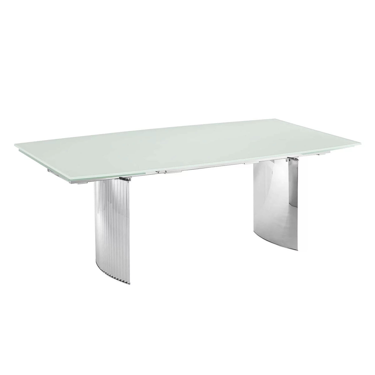 Manual Dining Table with Stainless Steel Base and Clear Top X9741
