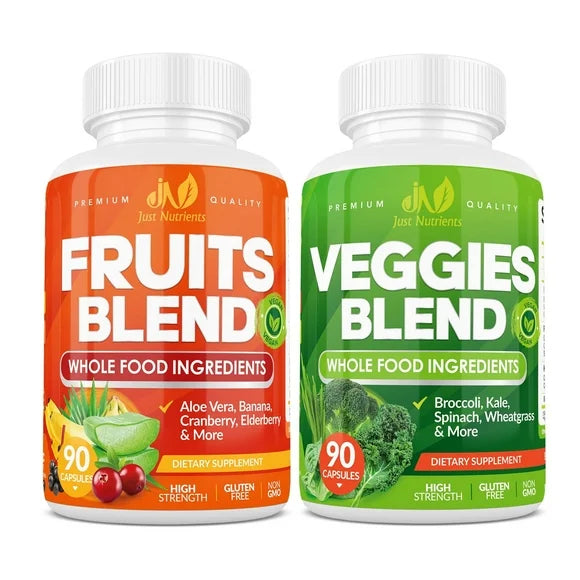 90 Fruit & 90 Vegetable Capsules 180 Capsules Vegan Non-GMO Supplement T3649