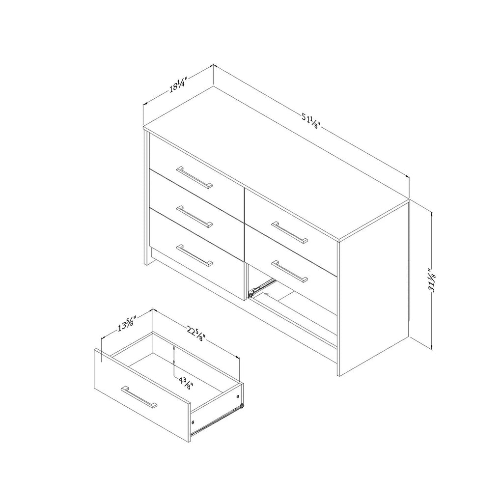 6 Drawer Double Dresser N844013