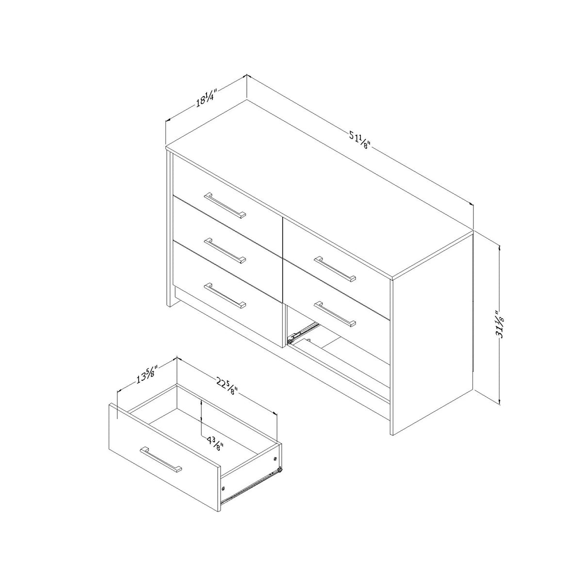 6 Drawer Double Dresser N844013