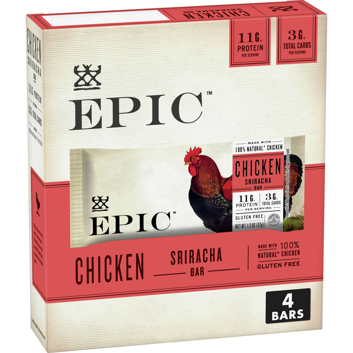Chicken Sriracha Protein Bars 4 ct 1.5oz Pack Of 8 X691